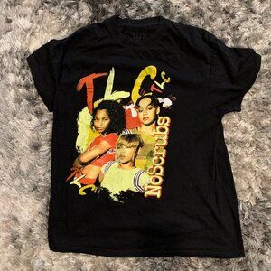 TLC No Scrubs Graphic Print Tee T-Shirt Womens LG Black Cotton Short Sleeve Crew